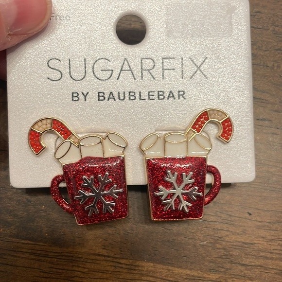 NEW Sugarfix Baublebar Hot Cocoa Mug Enamel Stud Earrings - Picture 2 of 5